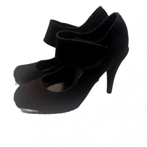 Pedro Garcia Black suede stylish day 2 nite platform Maryjane Velcro heel pump 8 - Picture 4 of 6